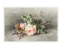 Vintage roses illustration wall art print and poster.