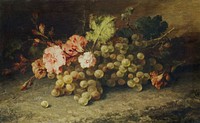 Still Life with Grapes by <a href="https://www.rawpixel.com/search/Margaretha%20Roosenboom?sort=curated&amp;type=all&amp;page=1">Margaretha Roosenboom</a> (1853 &ndash;1896). Original from The Rijksmuseum. Digitally enhanced by rawpixel.