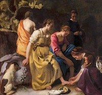 Johannes Vermeer&rsquo;s Diana and her Nymphs (ca. 1653&ndash;1654) famous painting. Original from the Mauritshuis Museum. Digitally enhanced by rawpixel.