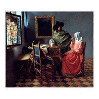 Vermeer famous wall art, Johannes Vermeer&rsquo;s The Wine Glass (ca. 1658 &ndash;1660) painting. Original from Wikimedia Commons. Digitally enhanced by rawpixel.