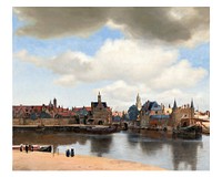 Vermeer Wall Art, Johannes Vermeer’s famous painting View of Delft (ca. 1660–1661). Original from the Mauritshuis Museum. Digitally enhanced by rawpixel.