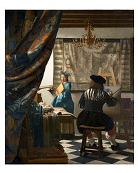 Vermeer Art Print, Johannes Vermeer&rsquo;s famous painting The Allegory of Painting (ca. 1666 &ndash;1668). Original from Wikimedia Commons. Digitally enhanced by rawpixel.