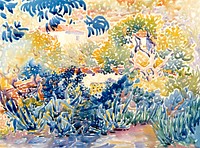 The Artist's Garden at Saint-Clair (1904&ndash;1905) painting in high resolution by Henri-Edmond Cross. Original from The MET Museum. Digitally enhanced by rawpixel.