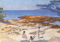 Beach at Cabasson (1891&ndash;1892) painting in high resolution by Henri-Edmond Cross. Original from The Art Institute of Chicago. Digitally enhanced by rawpixel.