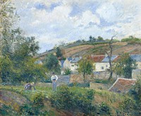 A corner of the Hermitage, Pontoise (1878) painting in high resolution by Camille Pissarro. Original from the Kunstmuseum Basel Museum. Digitally enhanced by rawpixel.