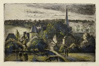 Church and Farm at éragny (1895) by Camille Pissarro. Original from The Art Institute of Chicago. Digitally enhanced by rawpixel.