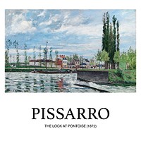 Camille Pissarro poster art print, famous painting of  The Lock at Pontoise wall art