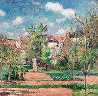 The Garden in the sun, Pontoise (1876) by Camille Pissarro. Original from The Barnes Foundation. Digitally enhanced by rawpixel.