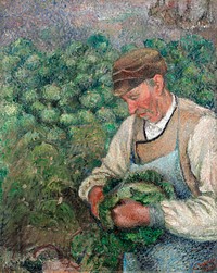 The Gardener - Old Peasant with Cabbage (1883-1895) by Camille Pissarro. Original from The National Gallery of Art. Digitally enhanced by rawpixel.