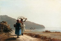 Two Women Chatting by the Sea, St. Thomas (1856) by Camille Pissarro. Original from The National Gallery of Art. Digitally enhanced by rawpixel.