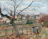 The Fence (1872) by Camille Pissarro. Original from The National Gallery of Art. Digitally enhanced by rawpixel.