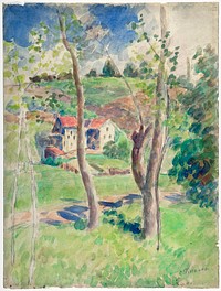 Landscape (second half 19th century) by Camille Pissarro. Original from The MET museum. Digitally enhanced by rawpixel.