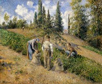 The Harvest, Pontoise (1881) by Camille Pissarro. Original from The MET museum. Digitally enhanced by rawpixel.