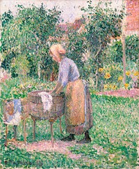 A Washerwoman at éragny (1893) by Camille Pissarro. Original from The MET museum. Digitally enhanced by rawpixel.