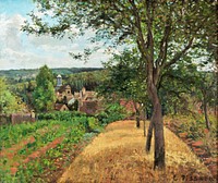Orchards at Louveciennes (1872) painting in high resolution by Camille Pissarro. Original from the Minneapolis Institute of Art. Digitally enhanced by rawpixel.