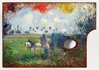 The Artist's Palette with a Landscape (ca. 1878&ndash;1880) painting in high resolution by Camille Pissarro. Original from the Sterling and Francine Clark Art Institute. Digitally enhanced by rawpixel.