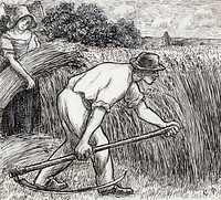 The Harvest (ca. 1895) drawing in high resolution by Camille Pissarro. Original from the Dallas Museum of Art. Digitally enhanced by rawpixel.