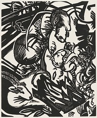 Animal Legend (Tierlegende) (1912&ndash;1913) print in high resolution by Franz Marc. Original from the Davison Art Center of Wesleyan University. Digitally enhanced by rawpixel.
