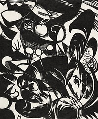 New European Graphics, Portfolio III: German Artists (1880–1913) print in high resolution by Franz Marc. Original from the Davison Art Center of Wesleyan University. Digitally enhanced by rawpixel.