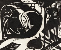 Two Mythical Animals (1914) print in high resolution by Franz Marc. Original from the National Gallery of Art. Digitally enhanced by rawpixel.