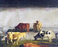 Five Cows (1919) print in high resolution by George Wesley Bellows. Original from Minneapolis Institute of Art. Digitally enhanced by rawpixel.