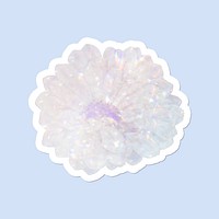 Holographic black chin cactus flower sticker with white border