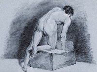 Male nude (ca. 1720–1792) drawing in high resolution by Aert Schouman. Original from The Rijksmuseum. Digitally enhanced by rawpixel.