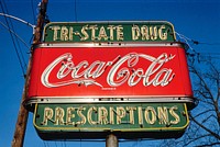 Tri-state Drug sign, Route 80, Shreveport, Louisiana (1979) photography in high resolution by John Margolies. Original from the Library of Congress. Digitally enhanced by rawpixel.