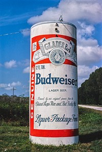 Uncle Bernie's Glader Park beer can sign, Route 41, Coopertown, Florida (1980) photography in high resolution by John Margolies. Original from the Library of Congress. Digitally enhanced by rawpixel.