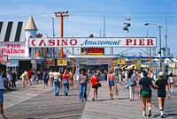 Casino Pier at boardwalk, Seaside Heights, New Jersey (1978) photography in high resolution by John Margolies. Original from the Library of Congress. Digitally enhanced by rawpixel.