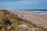 View of beach and ocean from Sanderling Inn, Duck, North Carolina (1985) photography in high resolution by John Margolies. Original from the Library of Congress. Digitally enhanced by rawpixel.