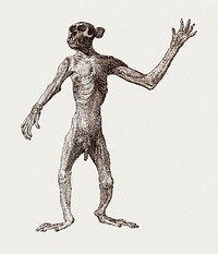 Monkey Standing, Anterior View (1795&ndash;1806) drawing in high resolution by George Stubbs. Original from The Yale University Art Gallery. Digitally enhanced by rawpixel.