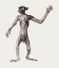 Monkey Standing, Anterior View (1795–1806) drawing in high resolution by George Stubbs. Original from The Yale University Art Gallery. Digitally enhanced by rawpixel.