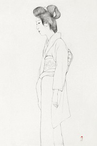 Study of a standing woman during early 20th century drawing in high resolution by Goyō Hashiguchi. Original from the Minneapolis Institute of Art. Digitally enhanced by rawpixel.