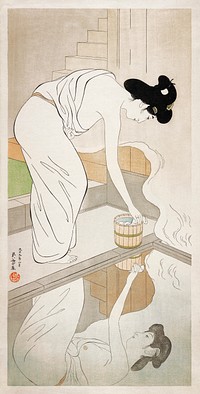Woman at a Hot Spring (1953) print in high resolution by Goyō Hashiguchi. Original from the Minneapolis Institute of Art. Digitally enhanced by rawpixel.