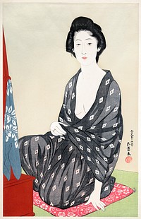 Woman in Summer Clothing (1920) print in high resolution by Goyō Hashiguchi. Original from the MET Museum. Digitally enhanced by rawpixel.