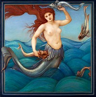 A Sea-Nymph (1881) painting in high resolution by <a href="https://www.rawpixel.com/search/Edward%20Burne%20Jones?sort=curated&amp;page=1">Sir Edward Burne&ndash;Jones</a>. Original from Detroit Institute of Arts. Digitally enhanced by rawpixel.