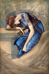 The Briar Rose Series - Study for 'The Garden Court' (1889) painting in high resolution by Sir Edward Burne&ndash;Jones. Original from The Birmingham Museum. Digitally enhanced by rawpixel.