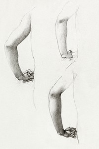 Studies of an Arm and Hands drawing in high resolution by Sir Edward Burne–Jones. Original from Yale Center for British Art. Digitally enhanced by rawpixel.