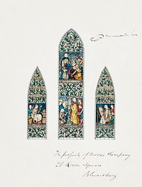 Design for Stained Glass, Southeast Window Nave, Paisley Abbey, Scotland (1874) drawing in high resolution by Sir Edward Burne–Jones. Original from Smithsonian Institution. Digitally enhanced by rawpixel.