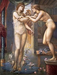 Pygmalion and the Image - The Godhead Fires (1878) painting in high resolution by Sir Edward Burne–Jones. Original from Birmingham Museum and Art Gallery. Digitally enhanced by rawpixel.