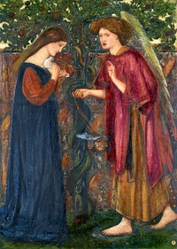 The Annunciation painting in high resolution by Sir Edward Burne–Jones. Original from Birmingham Museum and Art Gallery. Digitally enhanced by rawpixel.