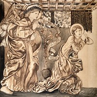 The Annunciation print in high resolution by Sir Edward Burne–Jones. Original from Birmingham Museum and Art Gallery. Digitally enhanced by rawpixel.