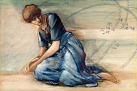 The Briar Rose Series - Study for 'The Garden Court' (1889) painting in high resolution by Sir Edward Burne–Jones. Original from The Birmingham Museum. Digitally enhanced by rawpixel.