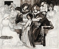 Study for The Wedding Feast of Sir Degrevaunt drawing in high resolution by Sir Edward Burne–Jones. Original from Yale Center for British Art. Digitally enhanced by rawpixel.