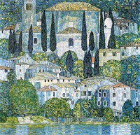 Gustav Klimt's Kirche in Cassone (1913) famous painting. Original from Wikimedia Commons. Digitally enhanced by rawpixel.