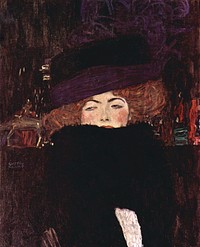 Gustav Klimt's Dame mit Hut und Federboa (1909) famous painting. Original from Wikimedia Commons. Digitally enhanced by rawpixel.