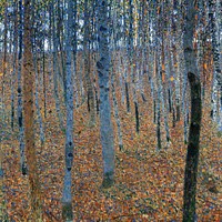 Gustav Klimt's Beech Grove I (1902) famous painting. Original from Wikimedia Commons. Digitally enhanced by rawpixel.