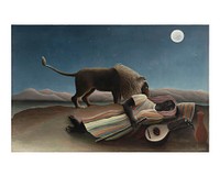 Rousseau Poster, The Sleeping Gypsy by Henri Rousseau's (1897). Original from Wikimedia Commons. Digitally enhanced by rawpixel.