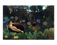 Henri Rousseau art print, The Dream famous female nude (1910) painting. Original from Wikimedia Commons. Digitally enhanced by rawpixel.